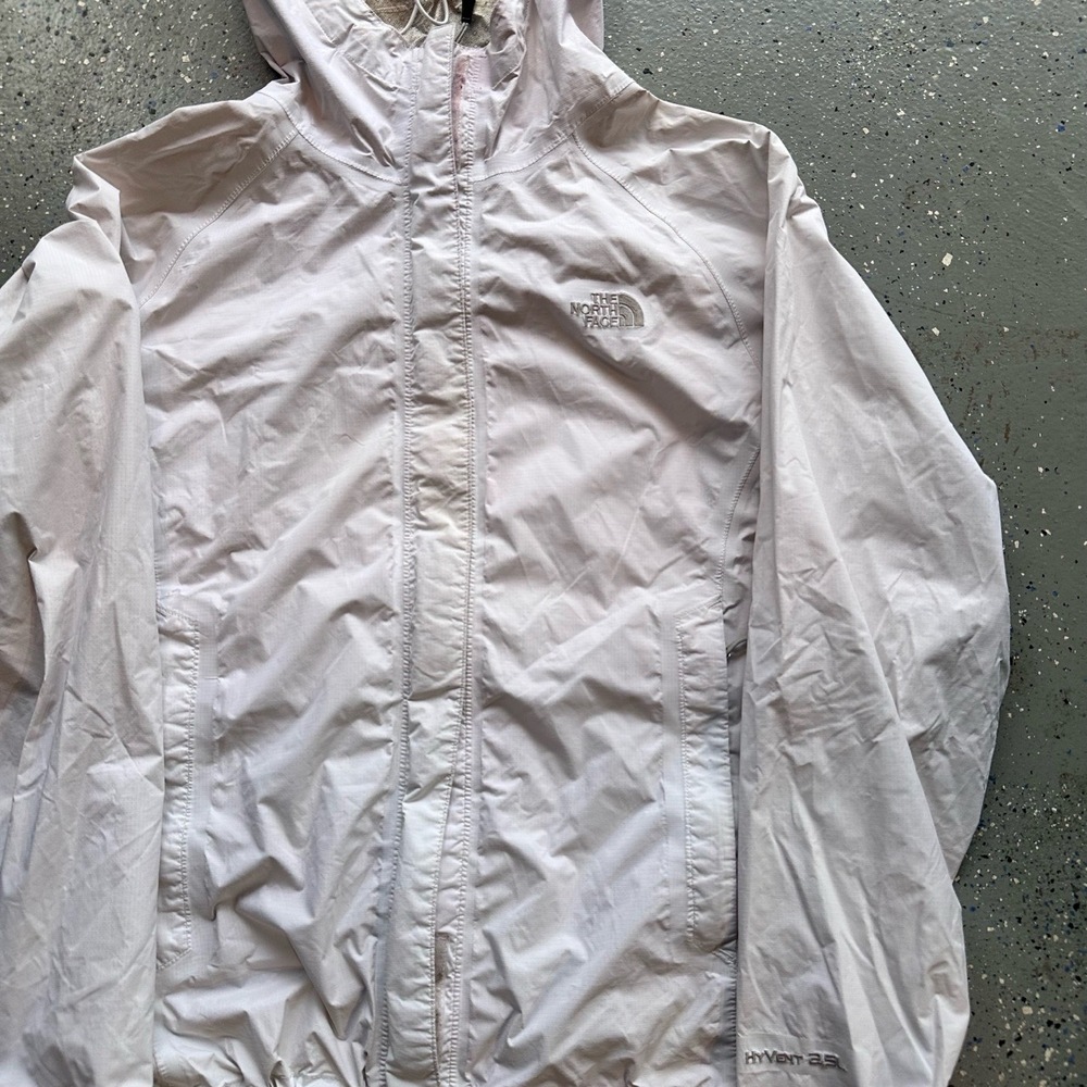 The North Face Womens Medium White Waterproof Hooded Rain Windbreaker - Picture 3 of 8